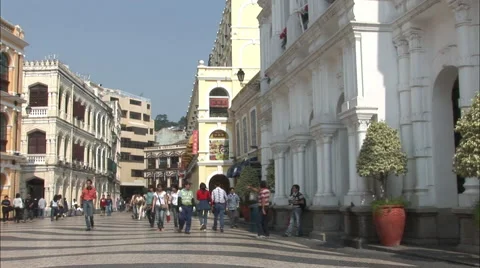 People in Largo do Senado Square, Macau Video stock 56617743