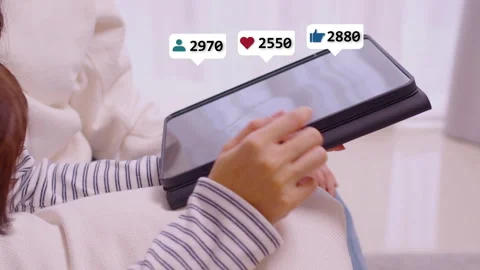 People laugh enjoy fun chat typing on app, relax watch viral live video pla.. Stock Footage 252242652