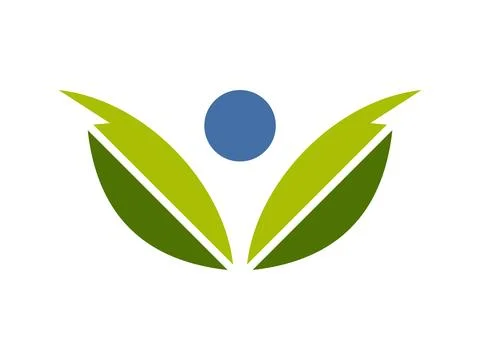 People Leaf Icon, Eco Human Symbol, Nature Care Icon, Green Wellness Concep.. Stock Illustration