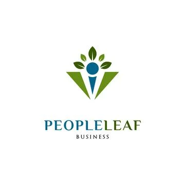 People Leaf Icon Logo Design Template Stock Illustration