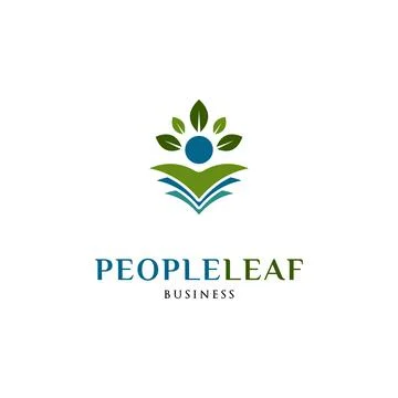 People Leaf Icon Logo Design Template Stock Illustration