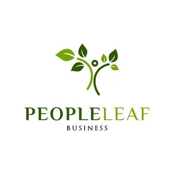 People Leaf Icon Logo Design Template Stock Illustration