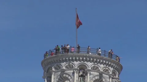 People leaning tower Cathedral Square Pisa Italy landmark iconic place tourism Stock Footage 7138442
