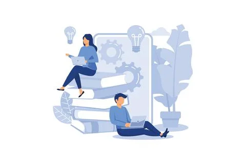 People learn and gain knowledge. The creative design of the schedule students Stock Illustration