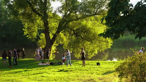 People learn circus tricks Stock Footage 139768042