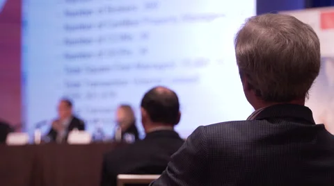 People learn from lecture at a conference Stock Footage 62415650