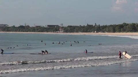 People Learn to Surf in the Ocean Stock Footage 67531366