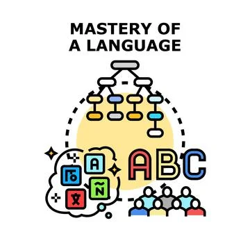 People learning and mastering a new language Stock Illustration
