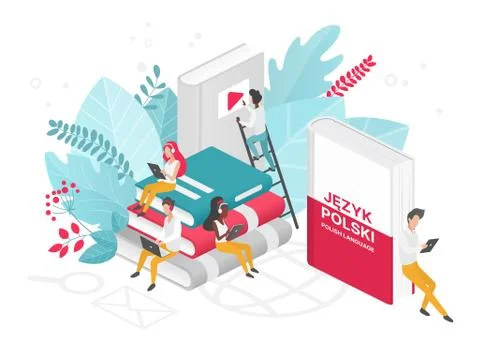 People learning Polish languages isometric 3d vector illustration. Poland Stock Illustration