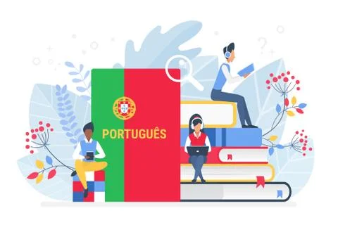 People learning Portuguese language vector illustration. Portugal Distance Stock Illustration