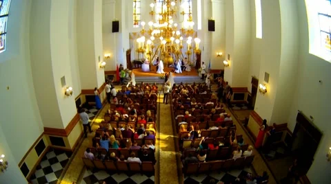 People leave the hall after the performance time lapse Stock Footage 45484509