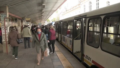 People leaving on the bus Stock Footage 158397323