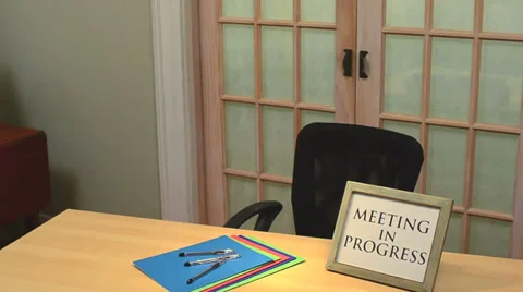 People leaving meeting in progress 2 Stock Footage 32720850
