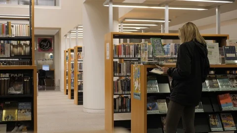 People At The Library Stock Footage 121164796