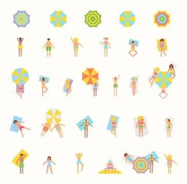 People lie on the beach. Stock Illustration