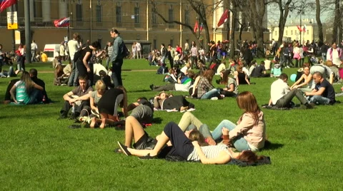 People lie on the grass Video stock 5091460
