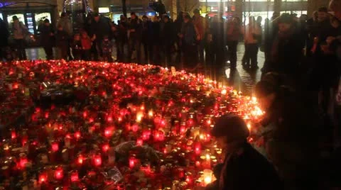 People light candles Stock Footage