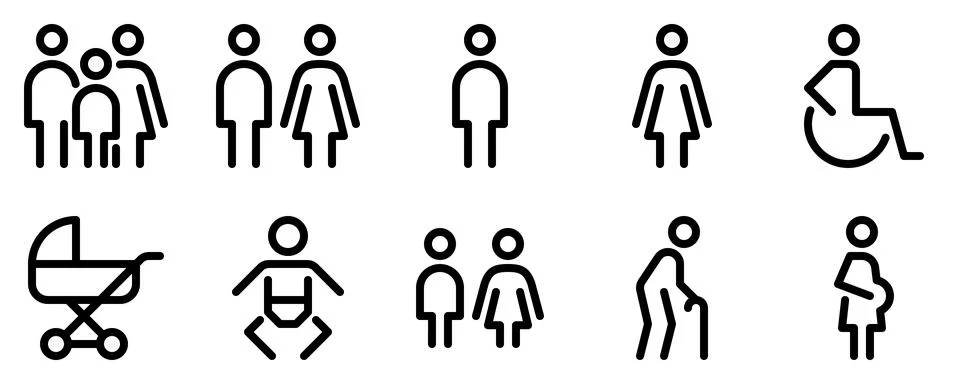 People line icon set. Vector graphics Stock Illustration