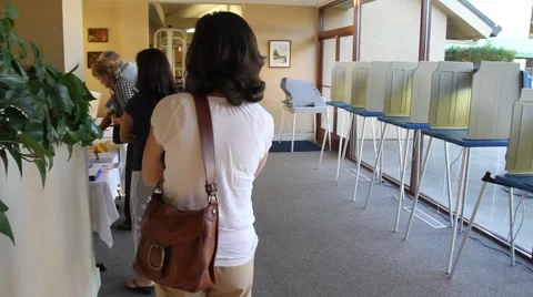 People in Line to Vote Stock Footage 911461