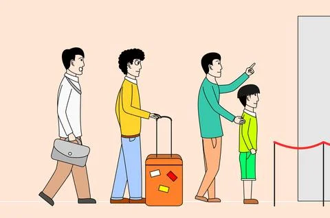 People lined up at the door Stock Illustration