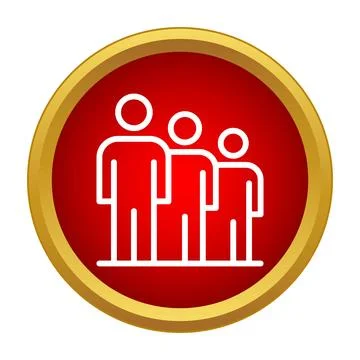 People lining up in a red circle icon Stock Illustration