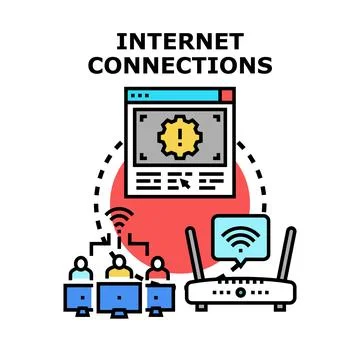 People linking to the internet through network Stock-Illustration