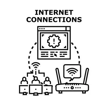 People linking to the internet through network Stock Illustration