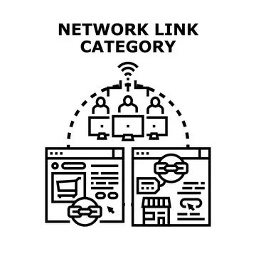 People linking to various website categories in a network イラスト素材