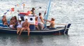 People on the little boat HD Footage