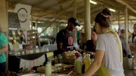 People in a Local Fresh Food Market Stock Footage