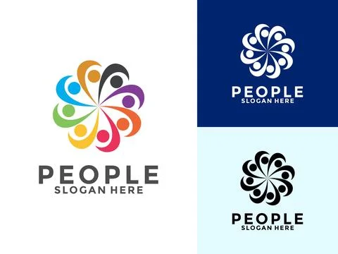 People logo design, human community logo template. symbol for teamwork, soc.. Stock Illustration