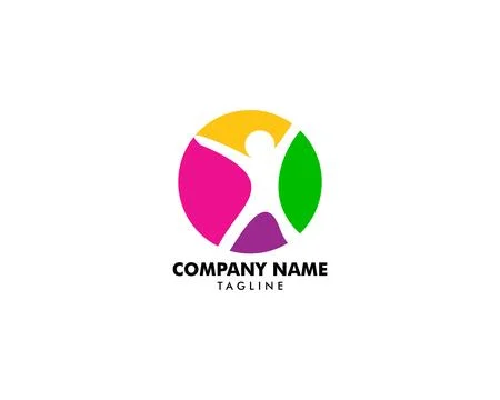 People logo design template with circle Stock Illustration