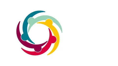 People logo. Group teamwork symbol of five persons in a circle.4K resolution mot Stock Footage 98509953
