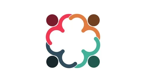 People logo. Group teamwork symbol of four persons  in a circle.4K resolution mo Stock Footage 98558928