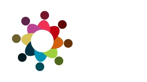 People logo. Group teamwork symbol of eight persons  in a circle.4K resolution m Stock Footage 98560176