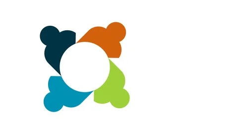People logo. Group teamwork symbol of four persons  in a circle.4K resolution mo Stock Footage 100178410