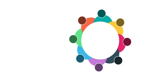 People logo. Group teamwork symbol of eight persons  in a circle.4K resolution m Stock Footage 100178579