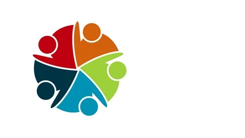 People logo. Group teamwork symbol of five persons in a circle.4K resolution mot Stock Footage 100178643