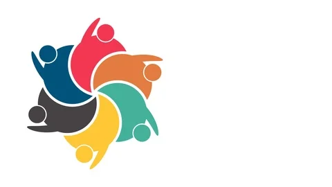 People logo. Group teamwork symbol of six persons  in a circle.4K resolution mot Stock Footage 101254119