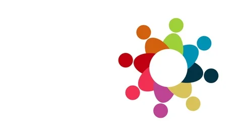 People logo. Group teamwork symbol of eight persons  in a circle.4K resolution m Stock Footage 101254305