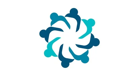 People logo. Group teamwork symbol of eight persons  in a circle.4K resolution m Stock Footage 101254341