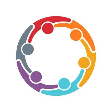 People Logo. Team Group of Six Persons Stock Illustration