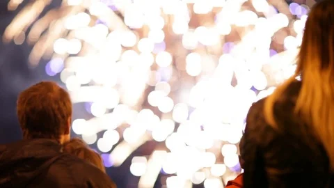 People look at fireworks. 스톡 동영상 70953390