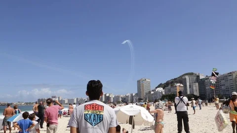 People looking at an acrobatic plane Video stock 88377372