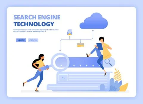 People looking for keyword for search engine optimization or seo. Woman looki Stock Illustration