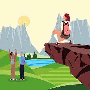 People looking landscape Stock Illustration