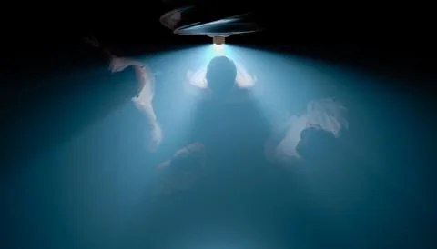 People looking at a light Stock Illustration
