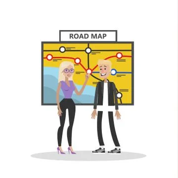 People looking at map. Stock Illustration