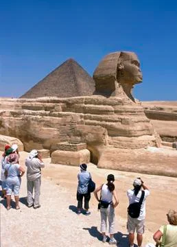 People looking at sphinx, egypt Stock Photos
