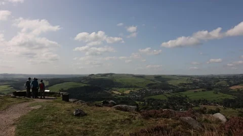 People looking at the views Peak District Derbyshire Stock Footage 169453559